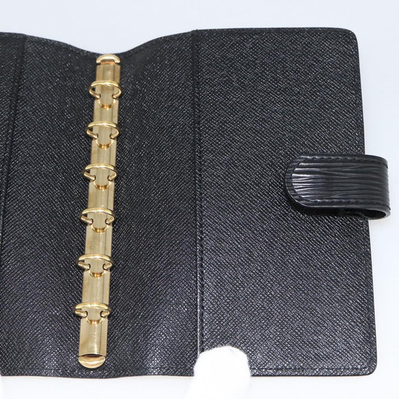 LOUIS VUITTON Epi Agenda PM Day Planner Cover Black R20092 LV Auth BA11329