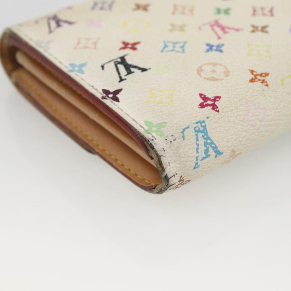 LOUIS VUITTON Multicolor Portefeuille Sarah Wallet White M93532 LV Auth BA11332