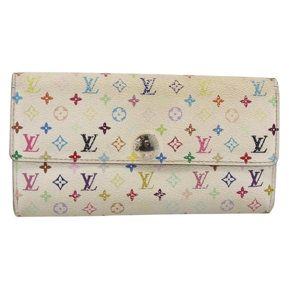 LOUIS VUITTON Multicolor Portefeuille Sarah Wallet White M93532 LV Auth BA11332