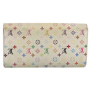 LOUIS VUITTON Multicolor Portefeuille Sarah Wallet White M93532 LV Auth BA11332-2