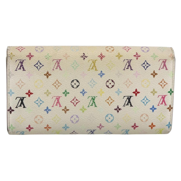 LOUIS VUITTON Multicolor Portefeuille Sarah Wallet White M93532 LV Auth BA11332