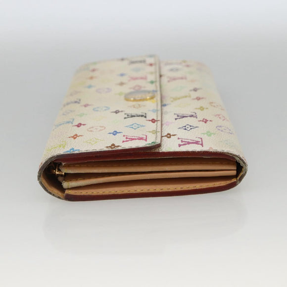 LOUIS VUITTON Multicolor Portefeuille Sarah Wallet White M93532 LV Auth BA11332