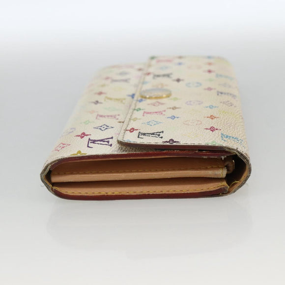 LOUIS VUITTON Multicolor Portefeuille Sarah Wallet White M93532 LV Auth BA11332