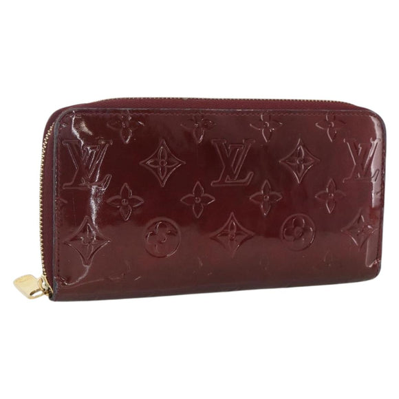 LOUIS VUITTON Monogram Vernis Zippy Long Wallet Rouge Favist M91536 Auth BA11335