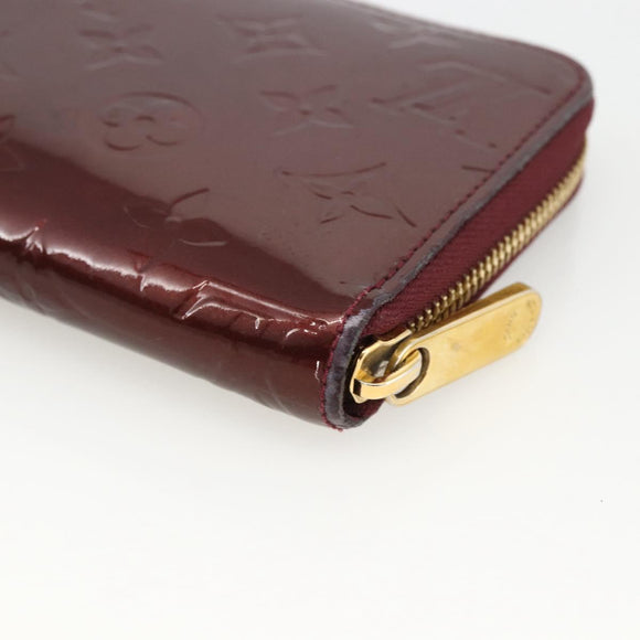 LOUIS VUITTON Monogram Vernis Zippy Long Wallet Rouge Favist M91536 Auth BA11335