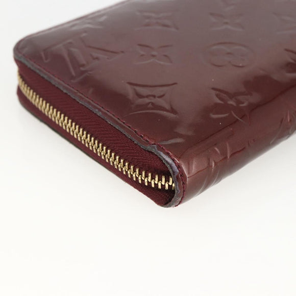 LOUIS VUITTON Monogram Vernis Zippy Long Wallet Rouge Favist M91536 Auth BA11335