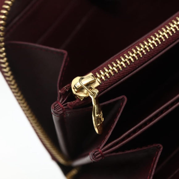 LOUIS VUITTON Monogram Vernis Zippy Long Wallet Rouge Favist M91536 Auth BA11335