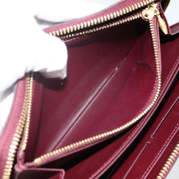 LOUIS VUITTON Monogram Vernis Zippy Long Wallet Rouge Favist M91536 Auth BA11335