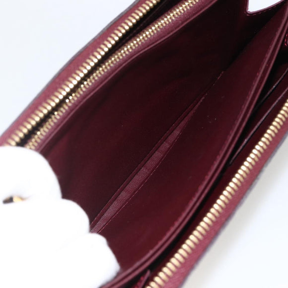 LOUIS VUITTON Monogram Vernis Zippy Long Wallet Rouge Favist M91536 Auth BA11335
