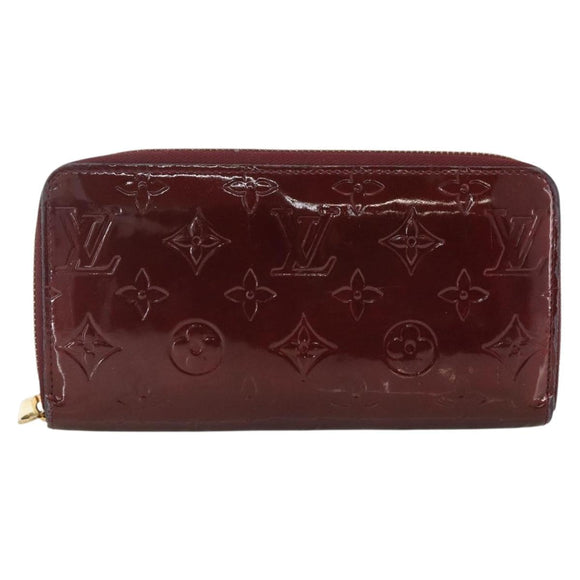 LOUIS VUITTON Monogram Vernis Zippy Long Wallet Rouge Favist M91536 Auth BA11335