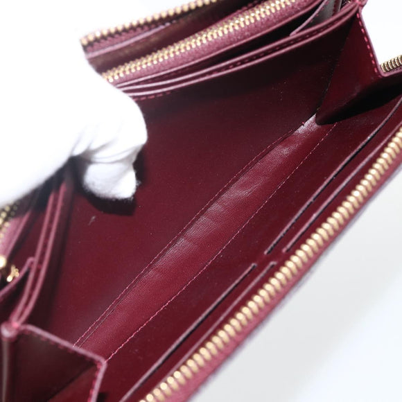 LOUIS VUITTON Monogram Vernis Zippy Long Wallet Rouge Favist M91536 Auth BA11335