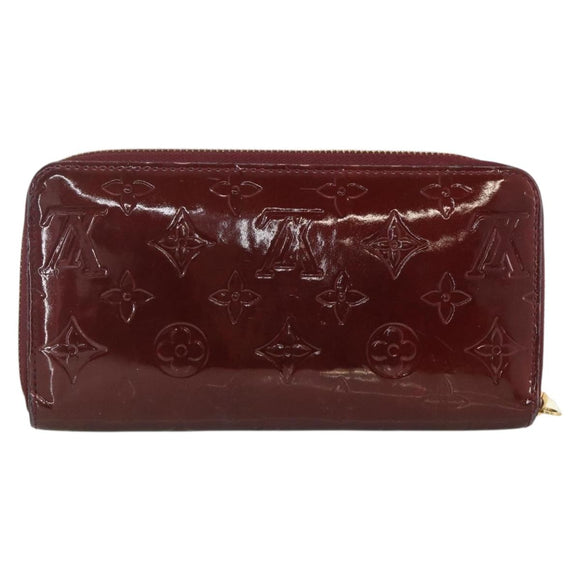 LOUIS VUITTON Monogram Vernis Zippy Long Wallet Rouge Favist M91536 Auth BA11335