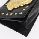 Gianni Versace Belt Pouch Leather Black Gold Auth BA11338-9