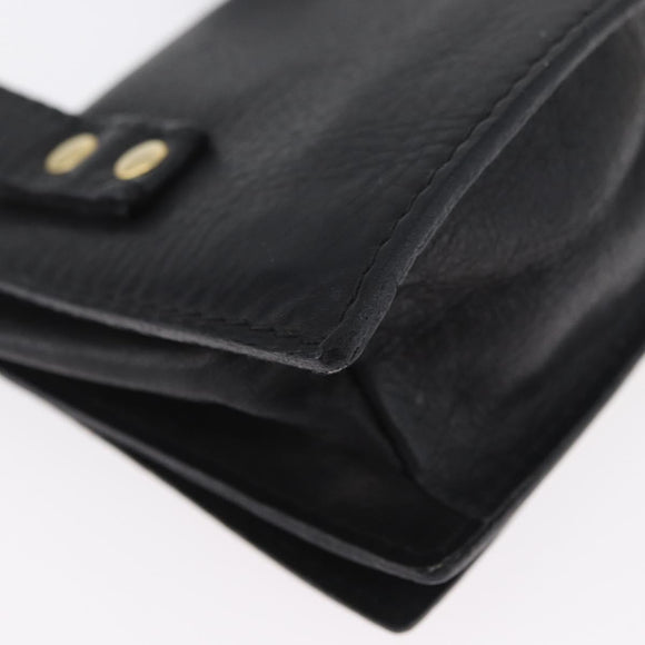 Gianni Versace Belt Pouch Leather Black Gold Auth BA11338