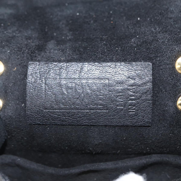 Gianni Versace Belt Pouch Leather Black Gold Auth BA11338