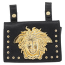 Gianni Versace Belt Pouch Leather Black Gold Auth BA11338-13