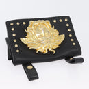 Gianni Versace Belt Pouch Leather Black Gold Auth BA11338-6