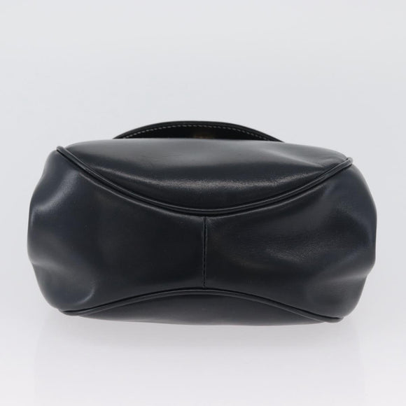 LOEWE Hand Bag Leather Navy Gold Auth BA11340