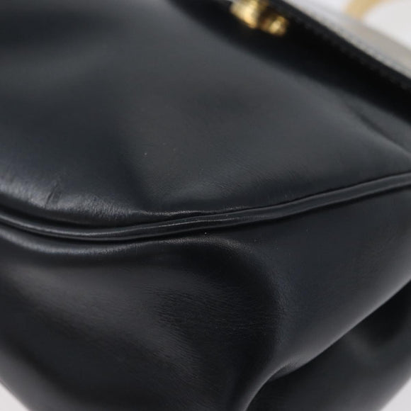 LOEWE Hand Bag Leather Navy Gold Auth BA11340