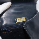 LOEWE Hand Bag Leather Navy Gold Auth BA11340-18