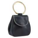 LOEWE Hand Bag Leather Navy Gold Auth BA11340-1