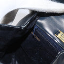 LOEWE Hand Bag Leather Navy Gold Auth BA11340-21