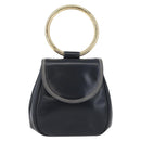 LOEWE Hand Bag Leather Navy Gold Auth BA11340-13