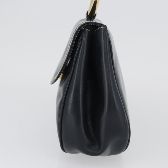 LOEWE Hand Bag Leather Navy Gold Auth BA11340