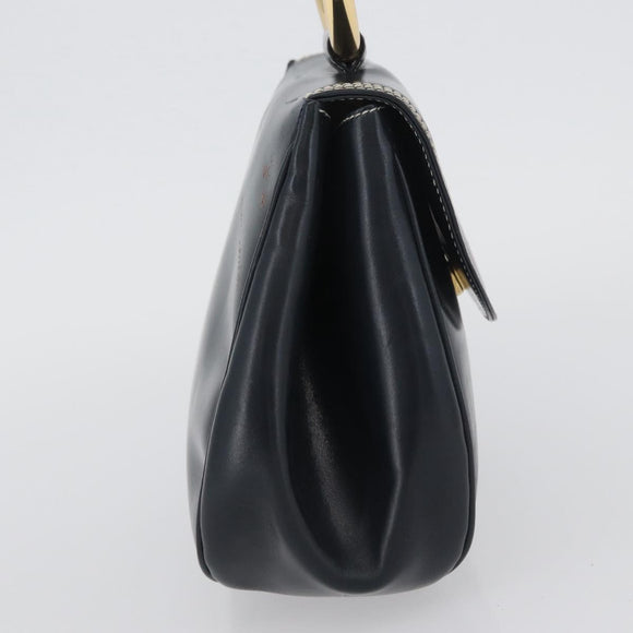 LOEWE Hand Bag Leather Navy Gold Auth BA11340