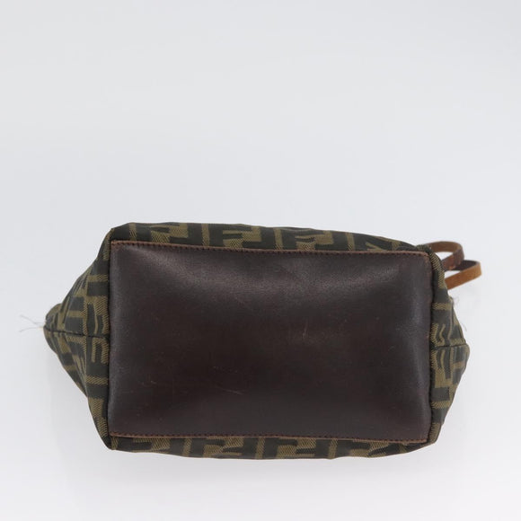 FENDI Zucca Canvas Hand Bag Brown Black Auth BA11341