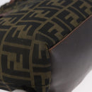 FENDI Zucca Canvas Hand Bag Brown Black Auth BA11341-14