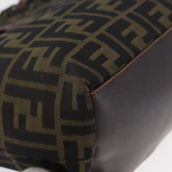 FENDI Zucca Canvas Hand Bag Brown Black Auth BA11341