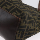 FENDI Zucca Canvas Hand Bag Brown Black Auth BA11341-15