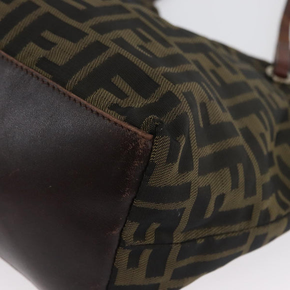 FENDI Zucca Canvas Hand Bag Brown Black Auth BA11341