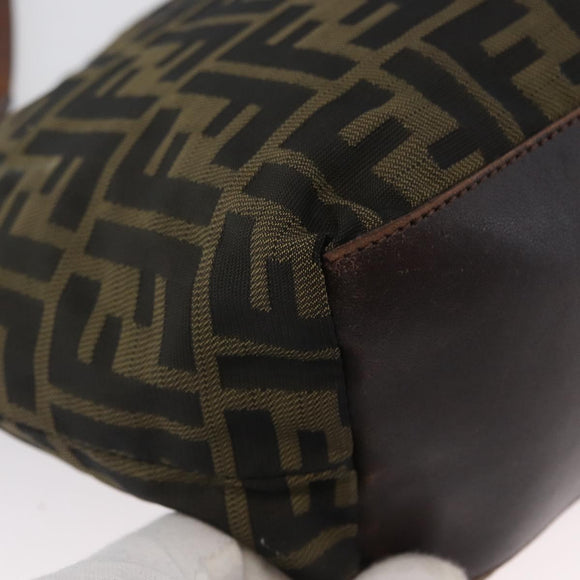 FENDI Zucca Canvas Hand Bag Brown Black Auth BA11341