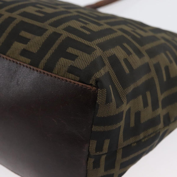 FENDI Zucca Canvas Hand Bag Brown Black Auth BA11341