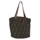 FENDI Zucca Canvas Hand Bag Brown Black Auth BA11341-1