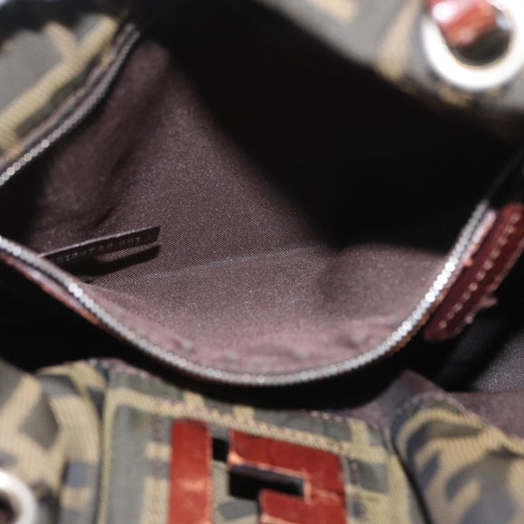 FENDI Zucca Canvas Hand Bag Brown Black Auth BA11341