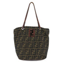 FENDI Zucca Canvas Hand Bag Brown Black Auth BA11341-13