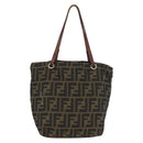 FENDI Zucca Canvas Hand Bag Brown Black Auth BA11341-2