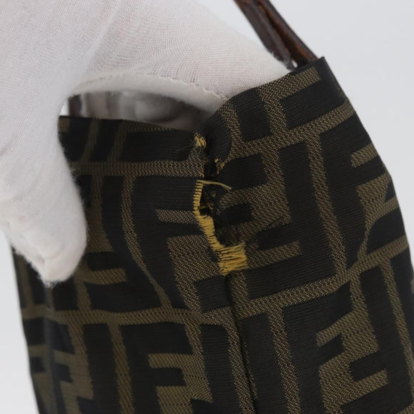 FENDI Zucca Canvas Hand Bag Brown Black Auth BA11341