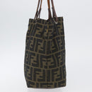 FENDI Zucca Canvas Hand Bag Brown Black Auth BA11341-6