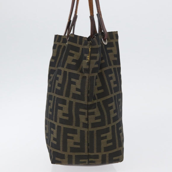 FENDI Zucca Canvas Hand Bag Brown Black Auth BA11341
