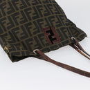 FENDI Zucca Canvas Hand Bag Brown Black Auth BA11341-8
