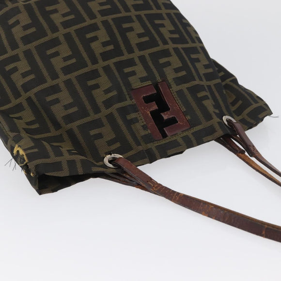 FENDI Zucca Canvas Hand Bag Brown Black Auth BA11341