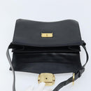Salvatore Ferragamo Vala Shoulder Bag Leather Black Gold Auth BA11344-10