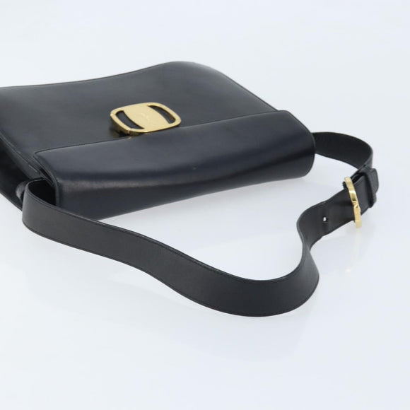 Salvatore Ferragamo Vala Shoulder Bag Leather Black Gold Auth BA11344