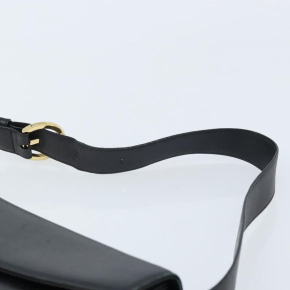 Salvatore Ferragamo Vala Shoulder Bag Leather Black Gold Auth BA11344