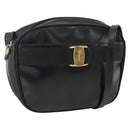 Salvatore Ferragamo Vala Shoulder Bag Leather Black Gold Auth BA11345-1