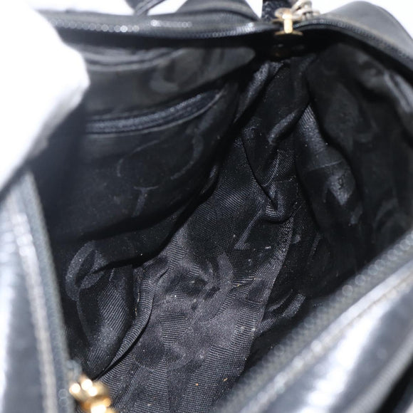 Salvatore Ferragamo Vala Shoulder Bag Leather Black Gold Auth BA11345